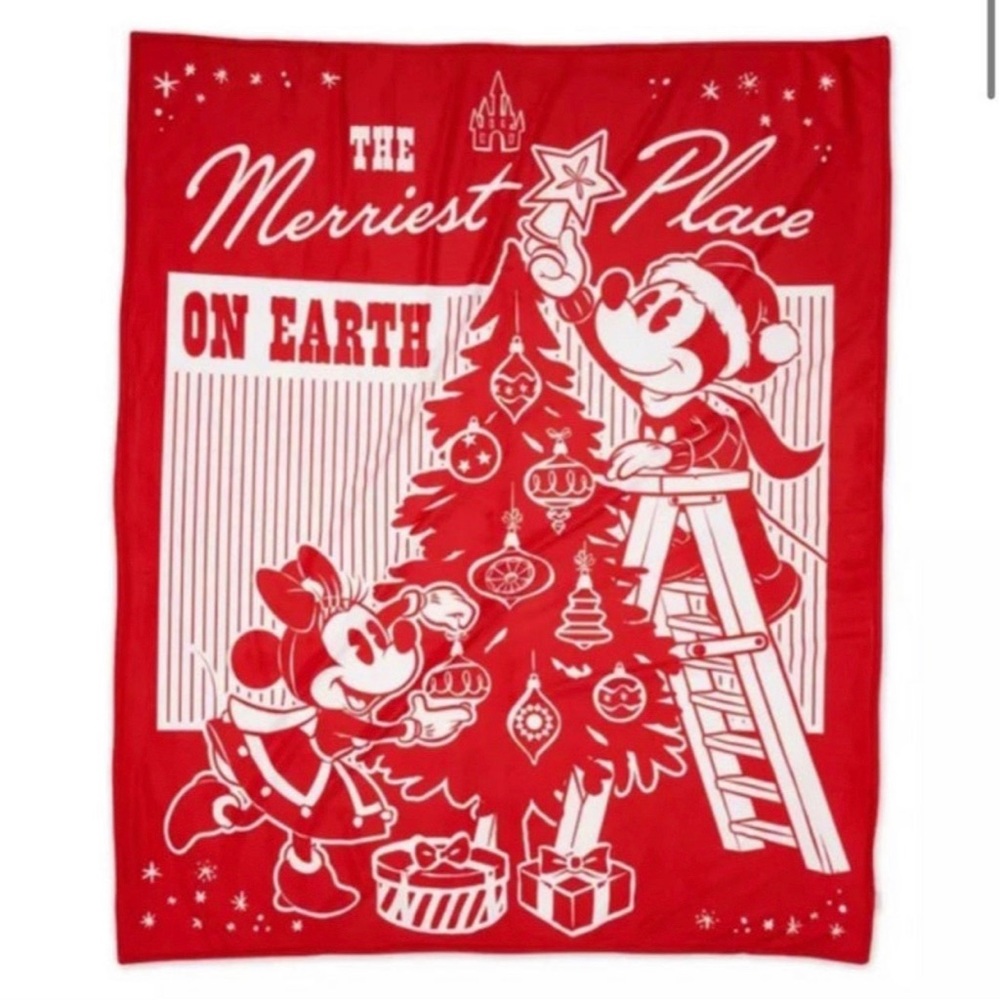 Disney Mickey and Minnie holiday tree Christmas Throw blanket